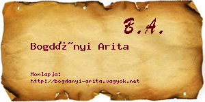 Bogdányi Arita névjegykártya